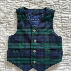 Janie and Jack Green and Blue Plaid Vest